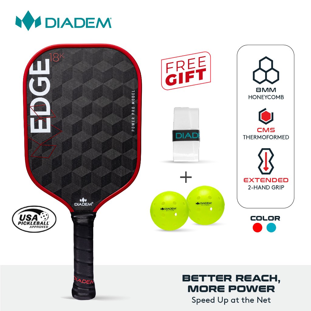 DIADEM EDGE 18K PICKLEBALL PADDLE (STANDARD/ POWER/ POWER PRO) - USAP CERTIFIED / DIADEM EDGE 18K PEDAL PICKLEBALL