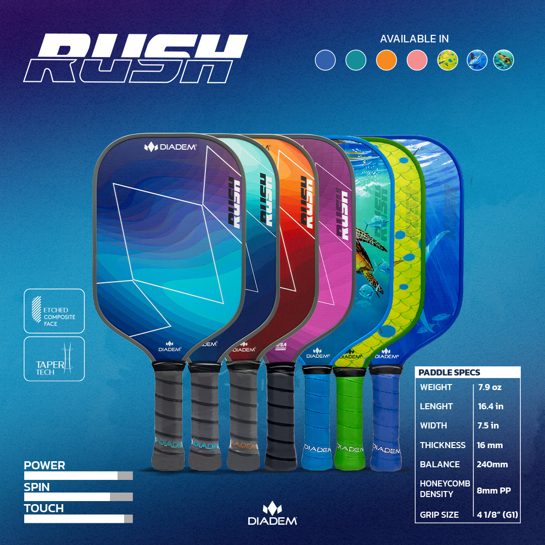 DIADEM RUSH PICKLEBALL PADDLE - USAP CERTIFIED / DIADEM RUSH PEDAL PICKLEBALL