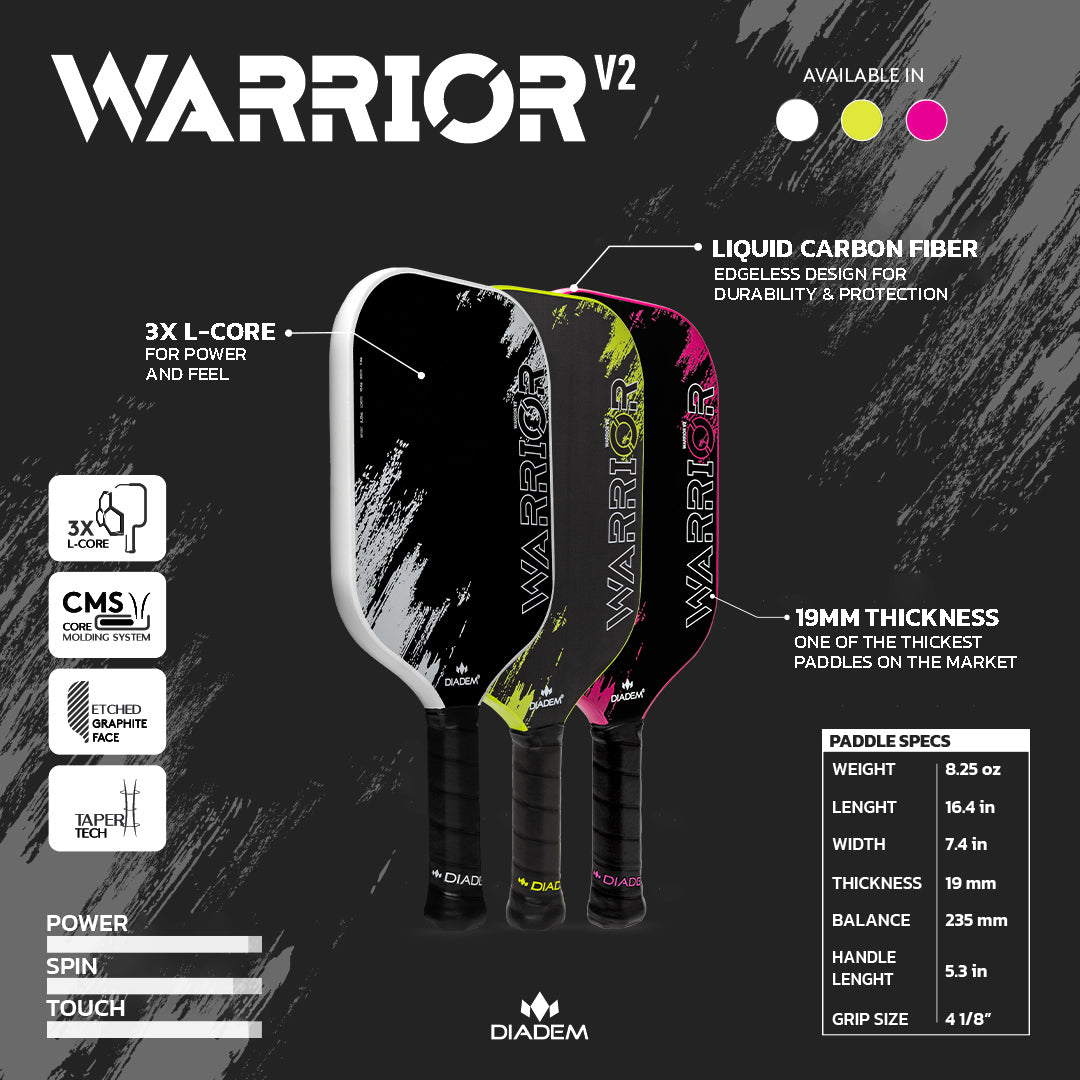 DIADEM WARRIOR V2 PICKLEBALL PADDLE - USAP CERTIFIED / DIADEM WARRIOR V2 PEDAL PICKLEBALL