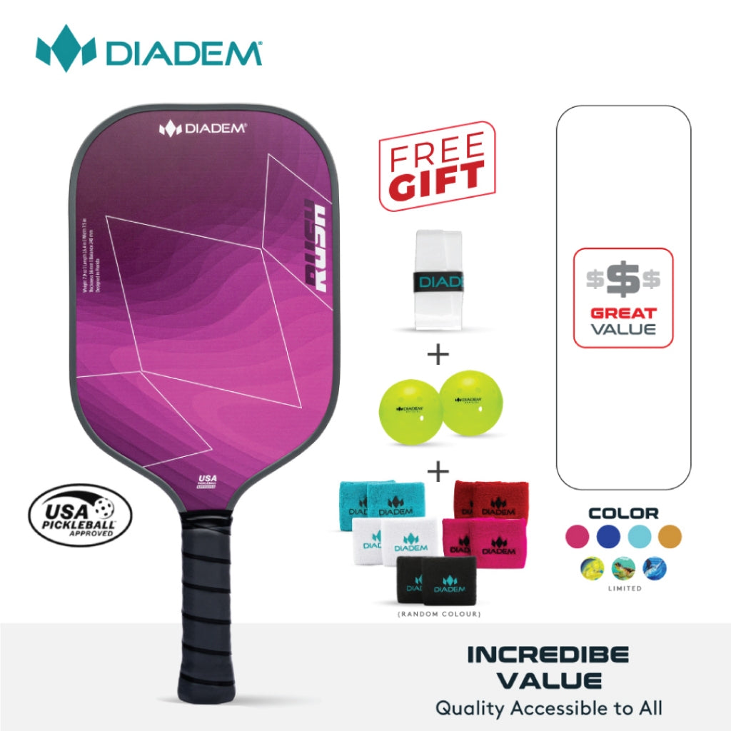 DIADEM RUSH PICKLEBALL PADDLE - USAP CERTIFIED / DIADEM RUSH PEDAL PICKLEBALL