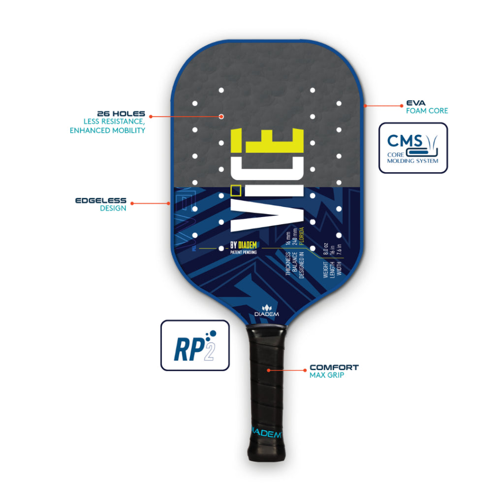 DIADEM VICE PICKLEBALL PADDLE - USAP CERTIFIED / DIADEM VICE PEDAL PICKLEBALL