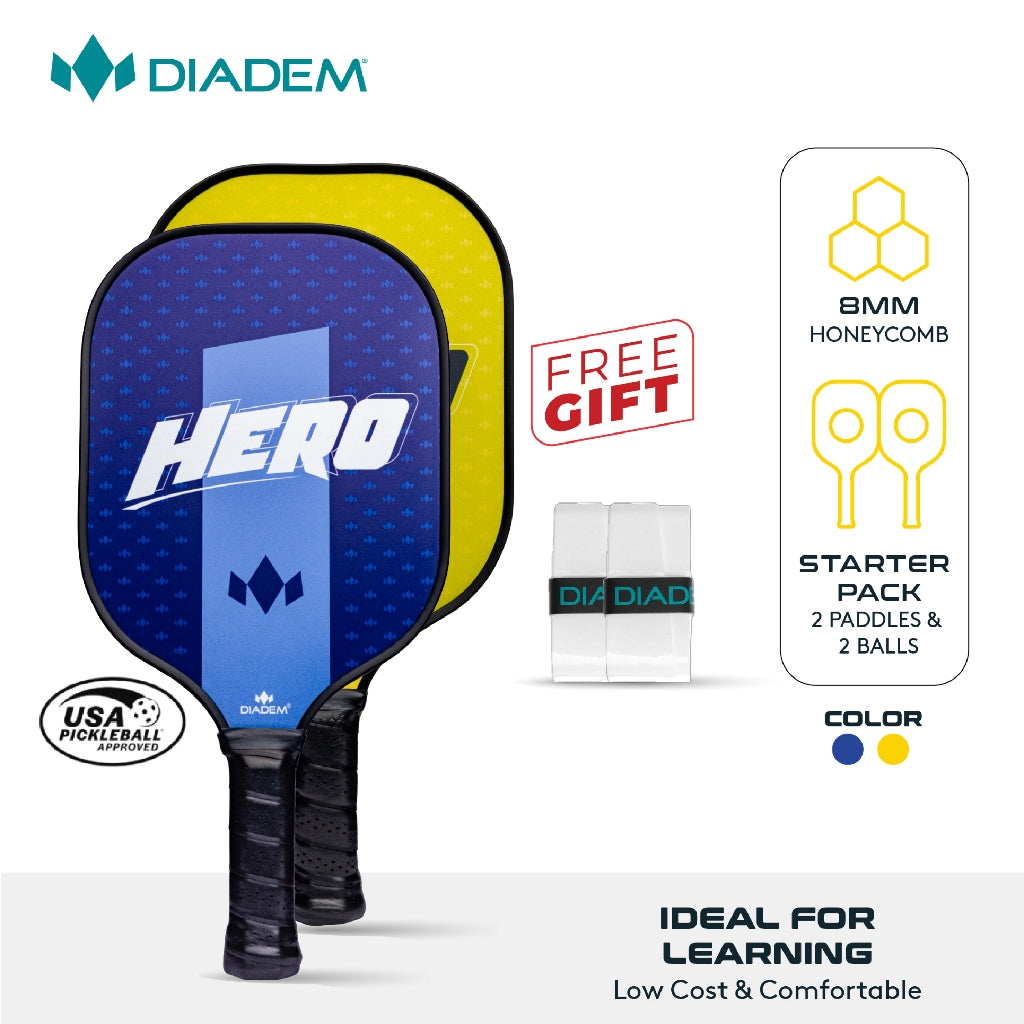 DIADEM HERO STARTER KIT PICKLEBALL PADDLE - USAP APPROVED | LIGHTWEIGHT PERFECT FOR BEGINNERS PERFORMANCE PADDLE