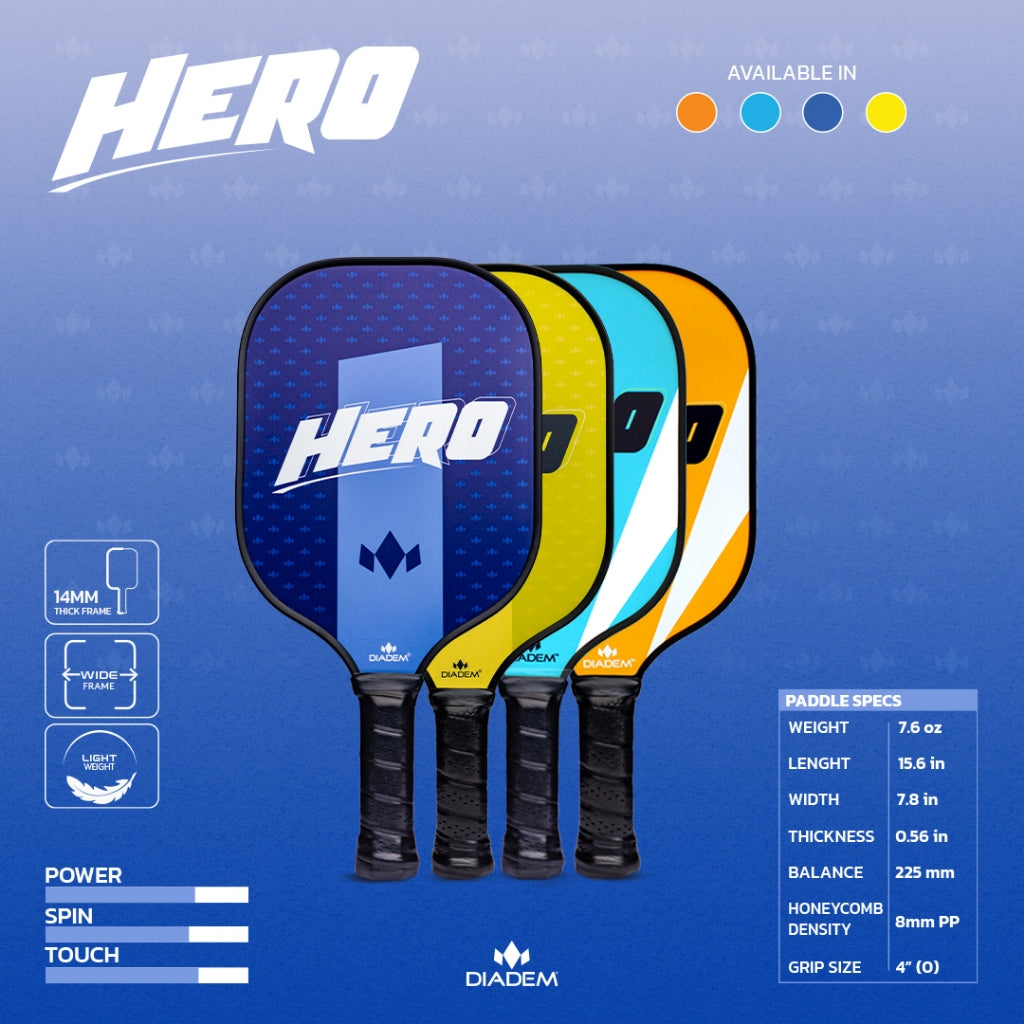 DIADEM HERO PICKLEBALL PADDLE - USAP APPROVED | LIGHTWEIGHT PERFECT FOR BEGINNERS PERFORMANCE PADDLE
